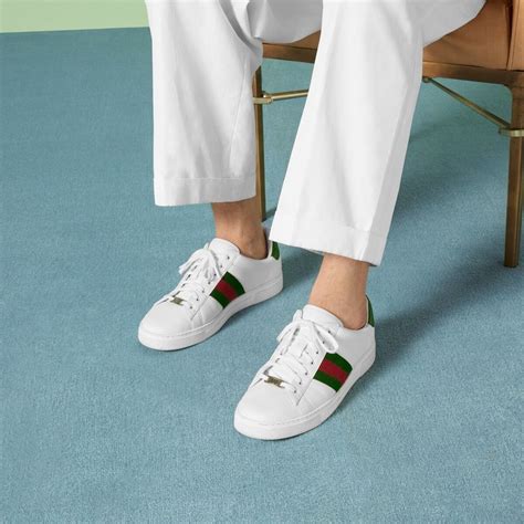 ace gucci signature sneaker on feet|Gucci ace sneakers price.